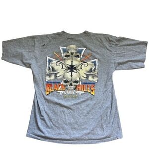 Vintage 2002 Sturgis Black Hills 62nd Anniversary Skulls Tee Gray L‎ All Sport